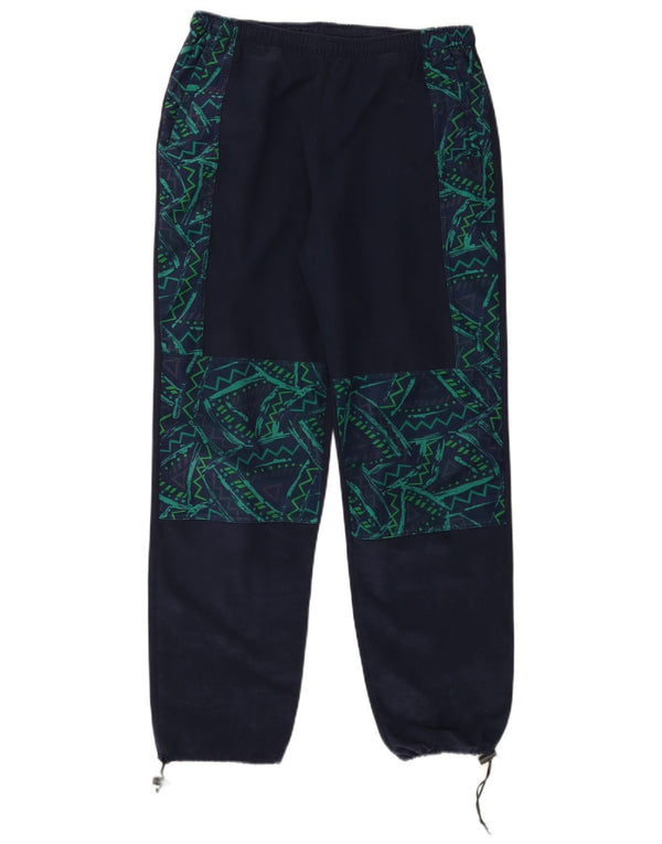 Vintage Mens Tracksuit Trousers Joggers Large Navy Blue Geometric