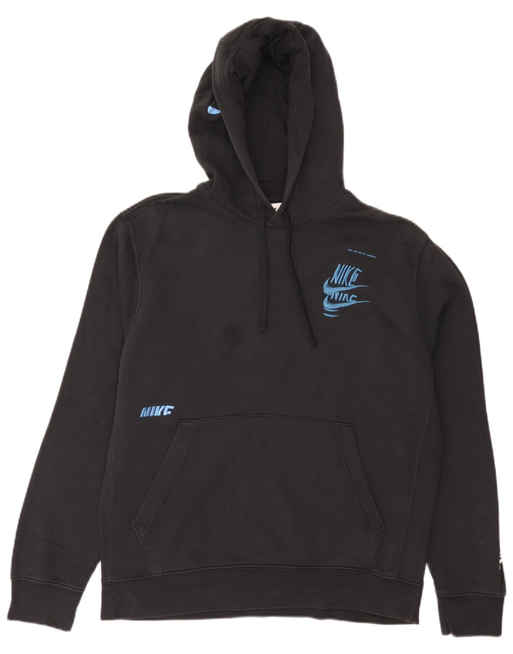 Nike Mens Graphic Hoodie Jumper Medium Black Cotton