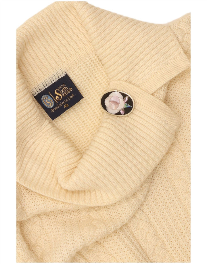 Vintage Womens Shawl Neck Jumper Sweater IT 42 Medium Yellow Acrylic
