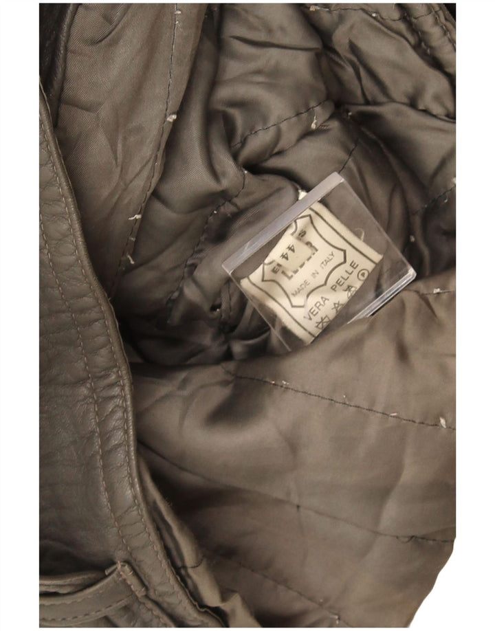 Vintage Mens Loose Fit Leather Jacket IT 44 XS Grey Leather