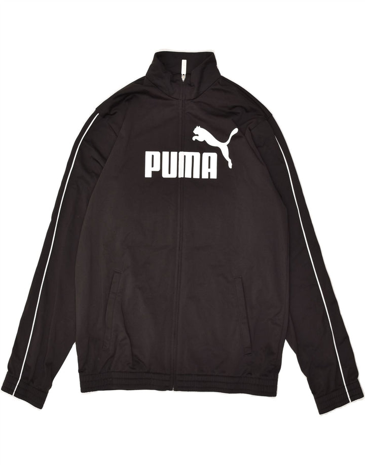 PUMA Boys Graphic Tracksuit Top Jacket 13-14 Years Black Polyester | Vintage Puma | Thrift | Second-Hand Puma | Used Clothing | Messina Hembry 