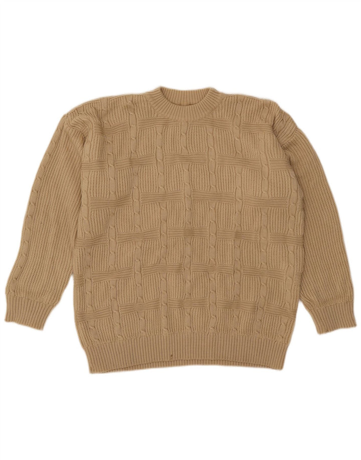 Vintage Mens Crew Neck Jumper Sweater IT 50 Medium Beige Acrylic