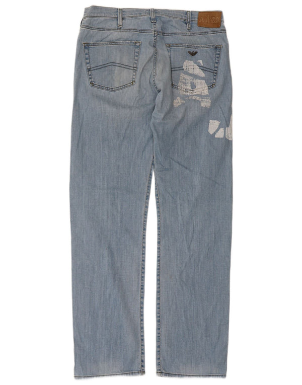 Armani Mens Graphic Straight Jeans W36 L33 Blue Cotton