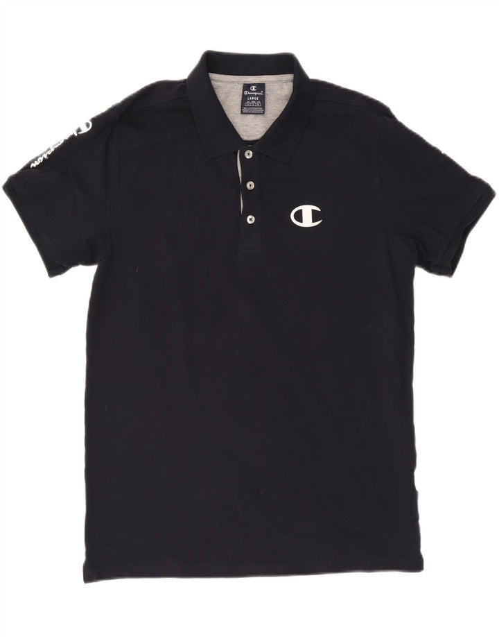 Champion Mens Graphic Polo Shirt Large Black