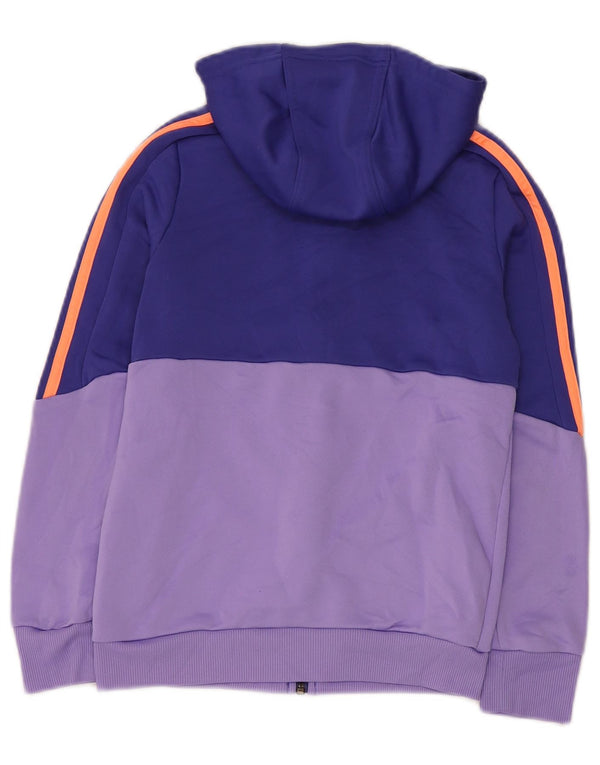 Adidas Girls Zip Hoodie Sweater 11-12 Years Blue Colourblock Polyester
