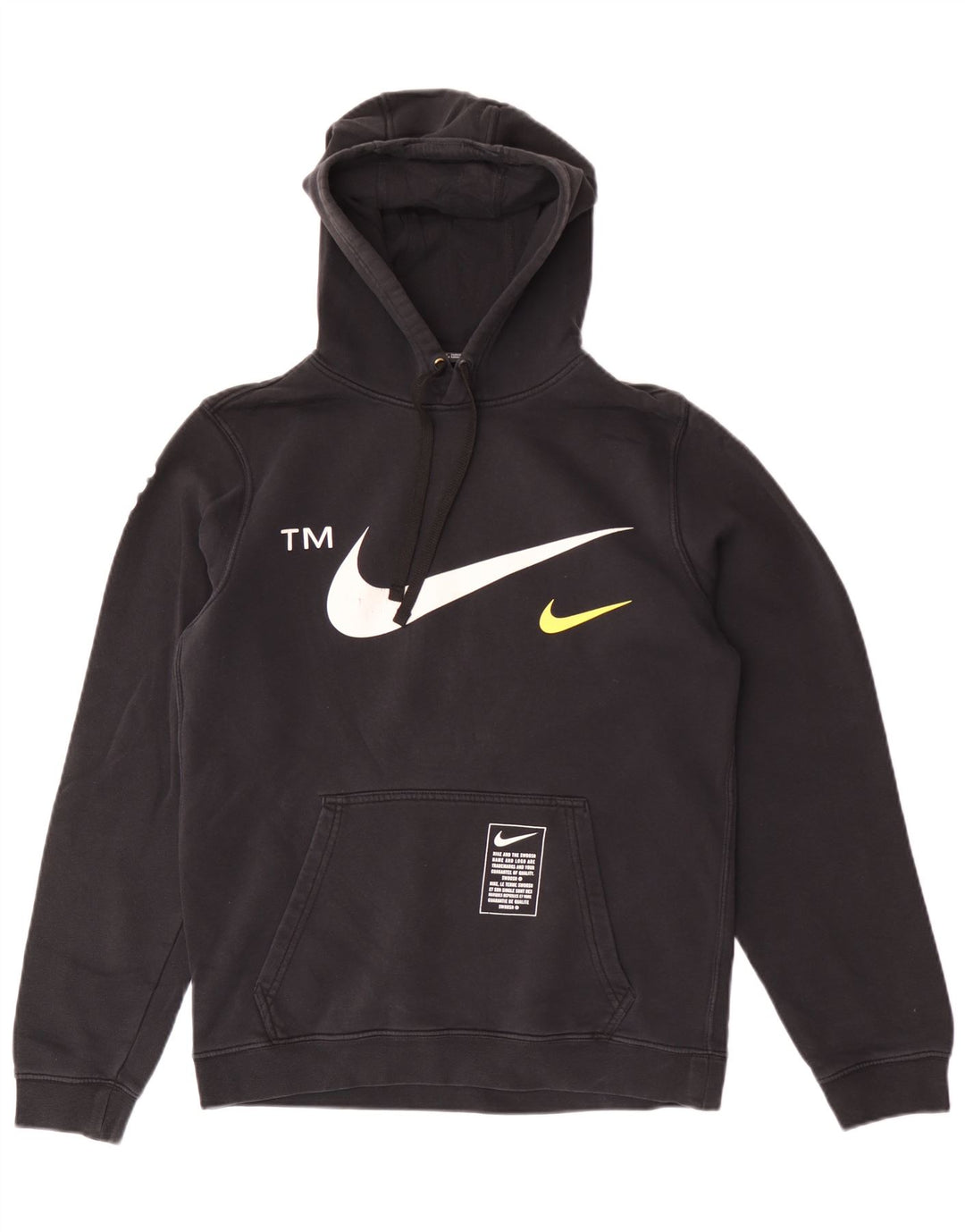 Nike Mens Graphic Hoodie Jumper Small Black Cotton