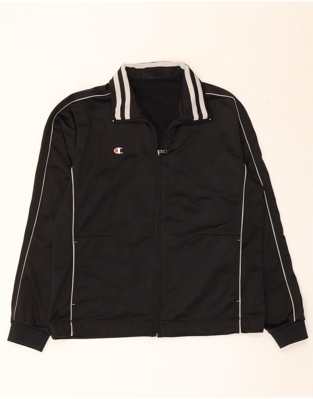 Champion Mens Tracksuit Top Jacket Medium Black Colourblock Polyester