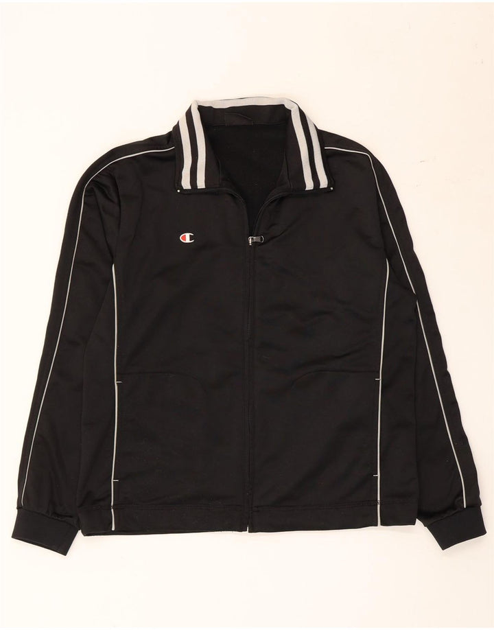 Champion Mens Tracksuit Top Jacket Medium Black Colourblock Polyester