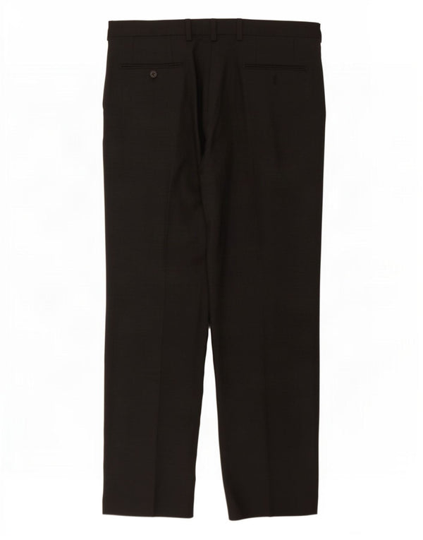 Marks & Spencer Mens Straight Suit Trousers W36 L31 Grey Wool