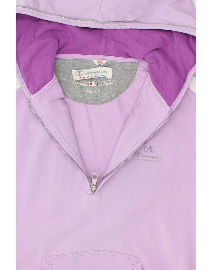CHAMPION Womens Heritage Classics Zip Neck Hoodie Jumper UK 18 XL Purple Vintage Champion and Second-Hand Champion from Messina Hembry 