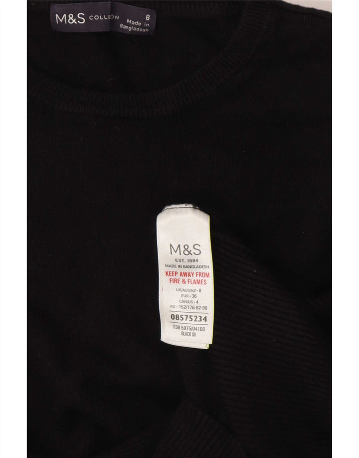 Marks & Spencer Womens Boat Neck Jumper Sweater UK 8 Small Black Viscose