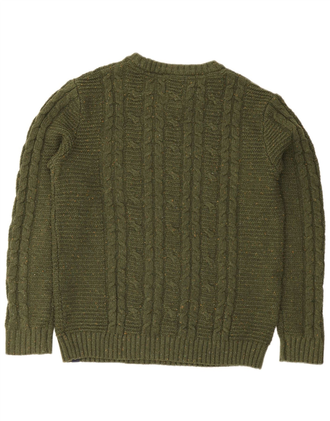 Fat Face Mens Crew Neck Jumper Sweater Large Green Flecked Wool