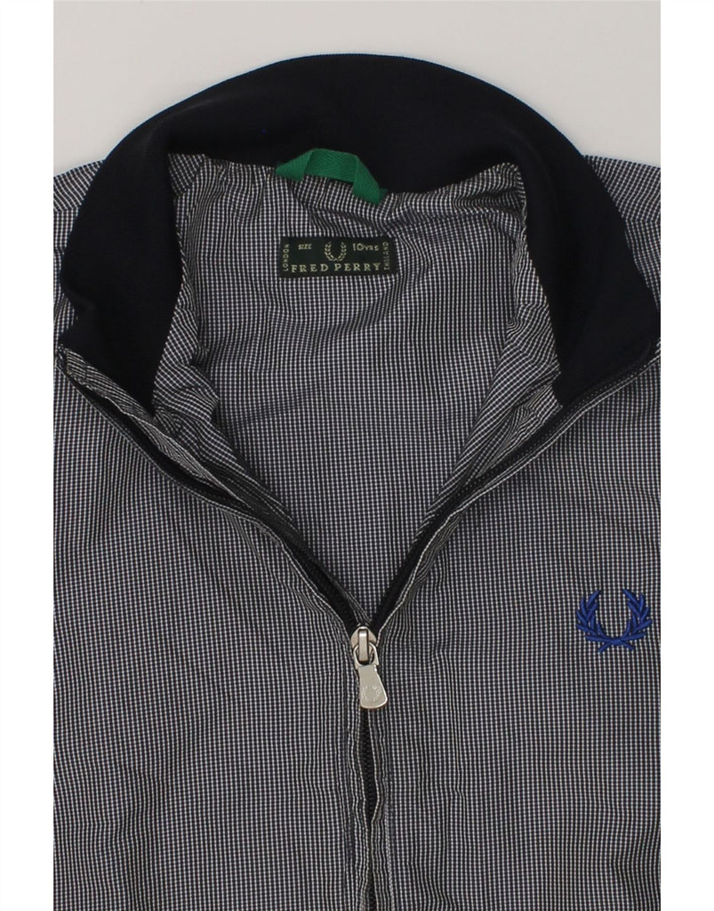 FRED PERRY Boys Bomber Jacket 9-10 Years Blue Check Polyester | Vintage Fred Perry | Thrift | Second-Hand Fred Perry | Used Clothing | Messina Hembry 