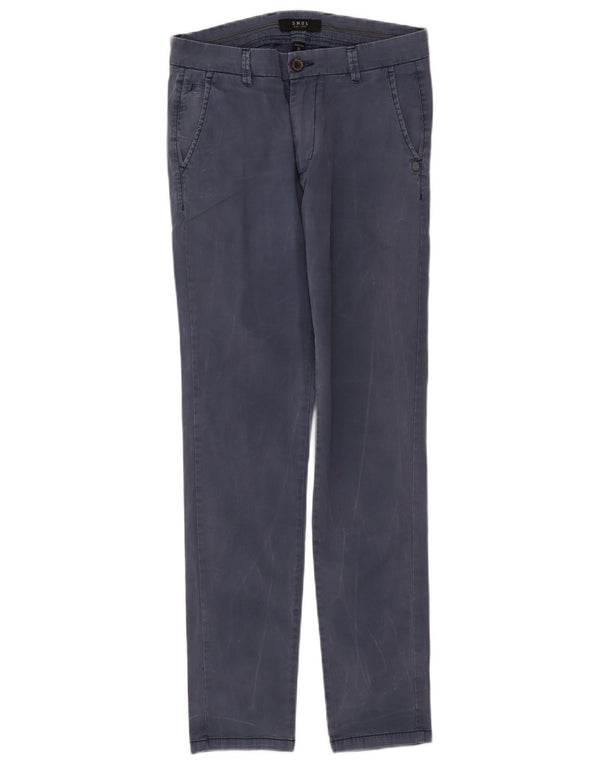 Smog Mens Slim Chino Trousers W30 L31 Navy Blue Cotton