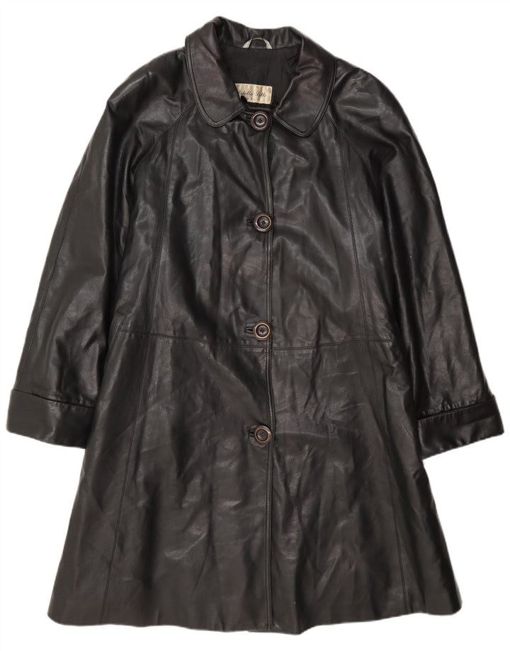 Diletta Lelli Womens Leather Coat IT 46 Large Black