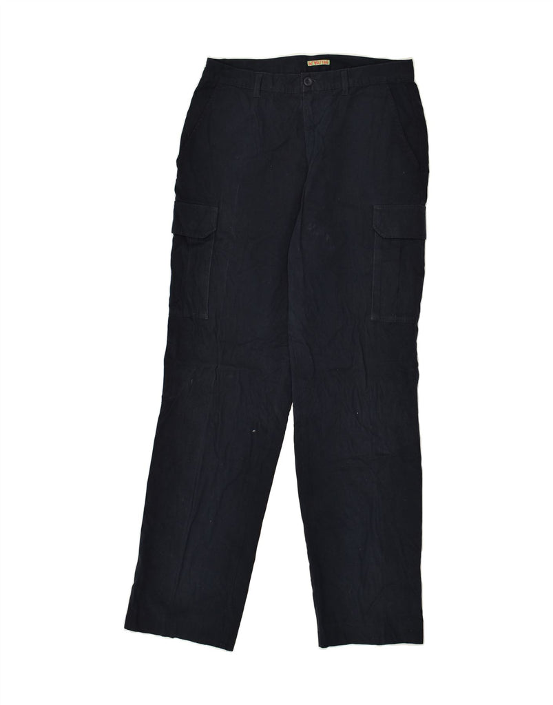 PLAYLIFE Mens Straight Cargo Trousers IT 48 Medium W30 L32 Navy Blue | Vintage Playlife | Thrift | Second-Hand Playlife | Used Clothing | Messina Hembry 