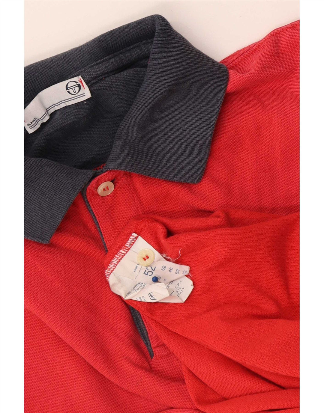 Sergio Tacchini Mens Polo Shirt IT 52 Large Red Colourblock Cotton