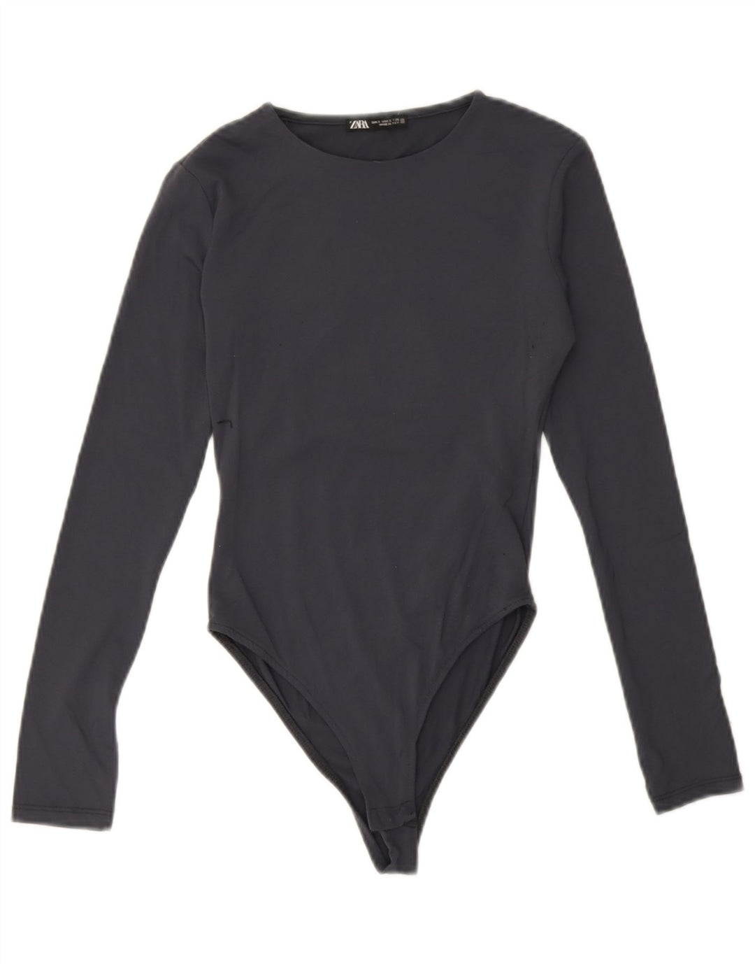Zara Womens Long Sleeve Bodysuit UK 8 Small Navy Blue Polyamide