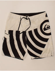 QUIKSILVER Mens Graphic Swimming Shorts Large  White Striped Polyester