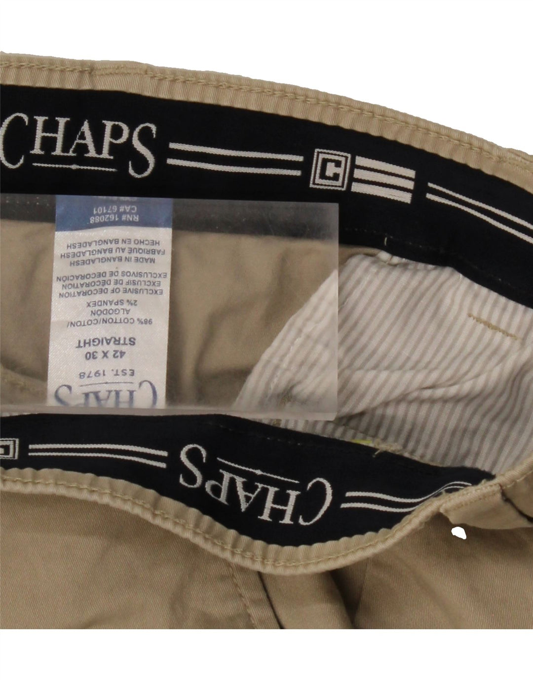 CHAPS Mens Straight Chino Trousers W42 L30 Beige Cotton Vintage Chaps and Second-Hand Chaps from Messina Hembry 