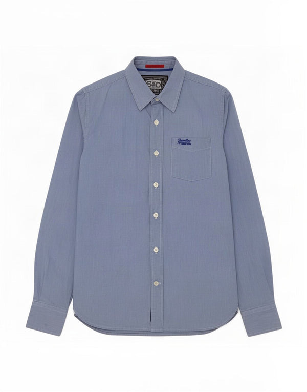 Superdry Mens Shirt Medium Blue Pinstripe Cotton