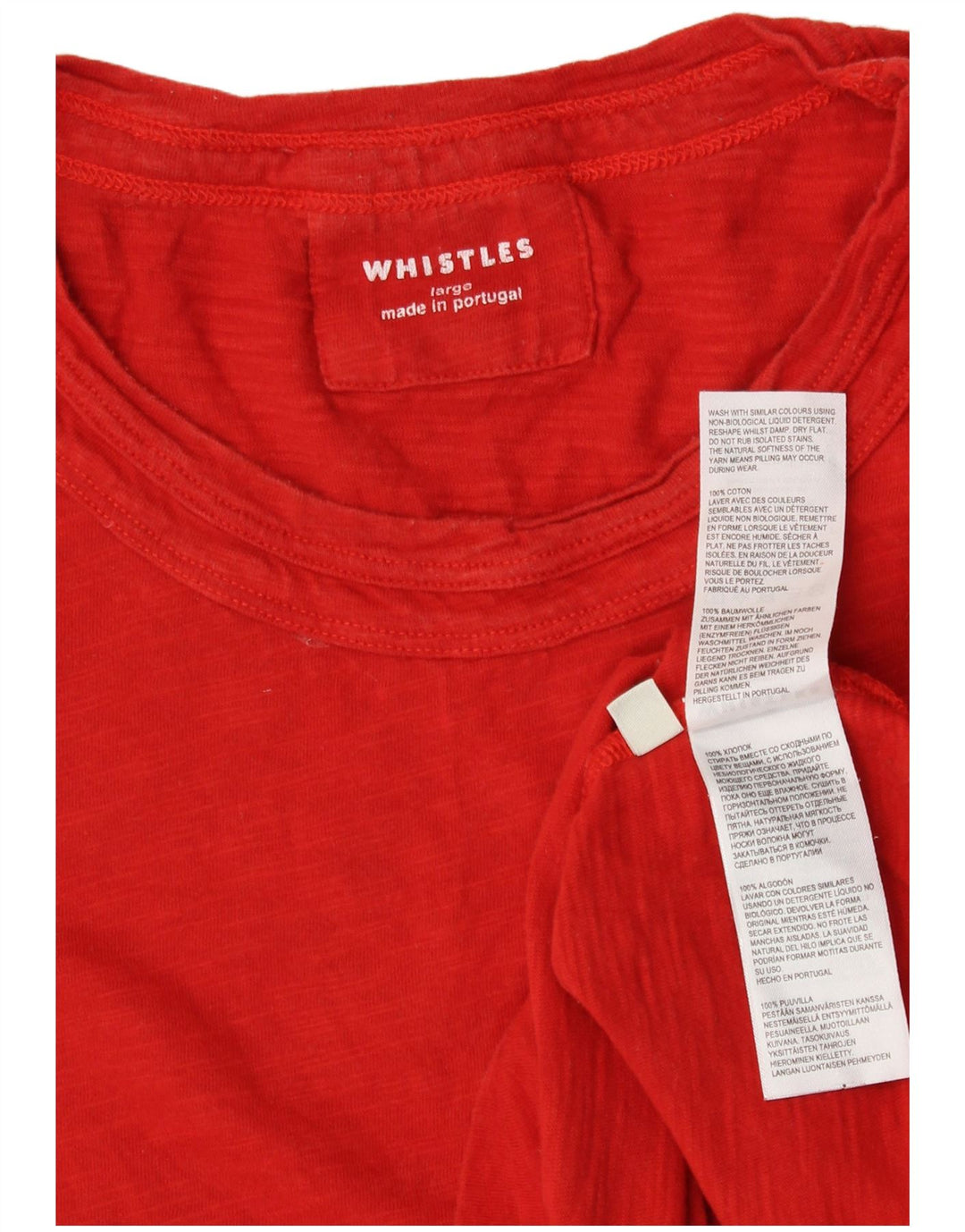 Whistle Womens Crop T-Shirt Top UK 14 Large Red Cotton