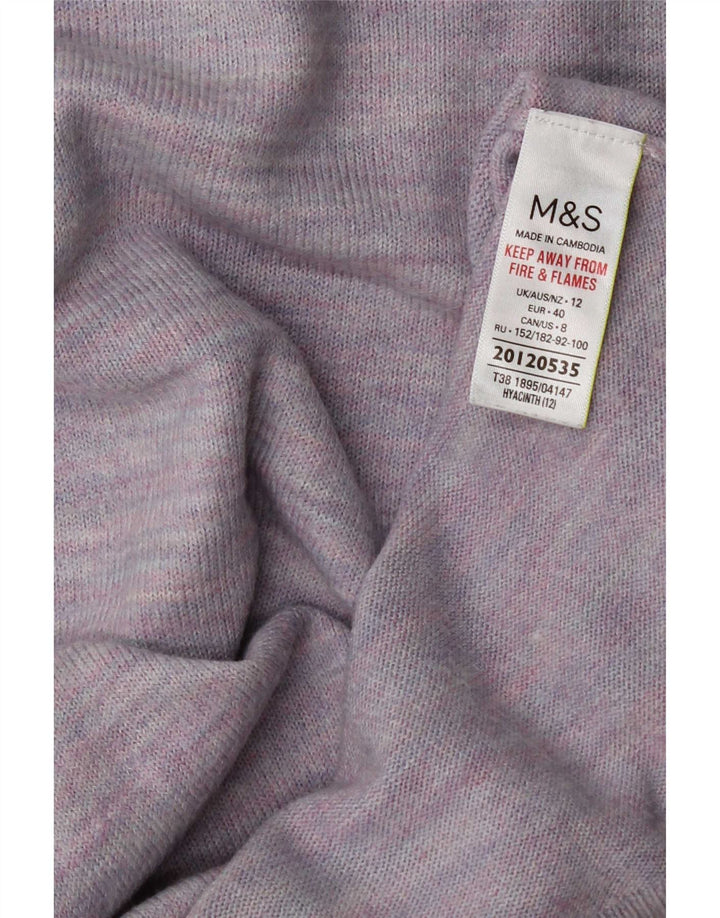 Marks & Spencer Womens Crew Neck Jumper Sweater UK 12 Medium Purple Flecked