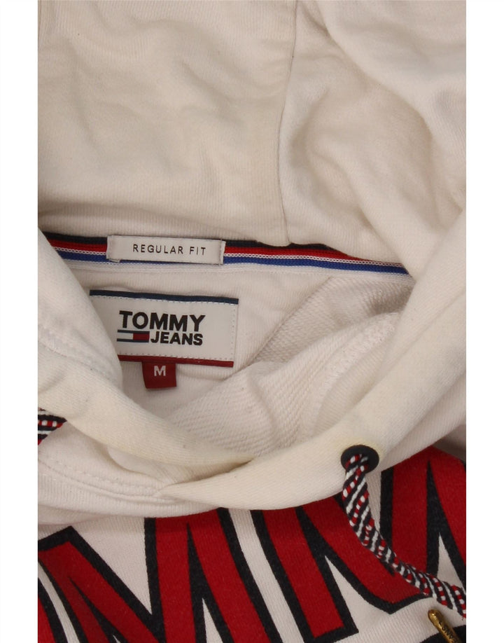 TOMMY HILFIGER Mens Regular Fit Graphic Hoodie Jumper Medium White Cotton Vintage Tommy Hilfiger and Second-Hand Tommy Hilfiger from Messina Hembry 