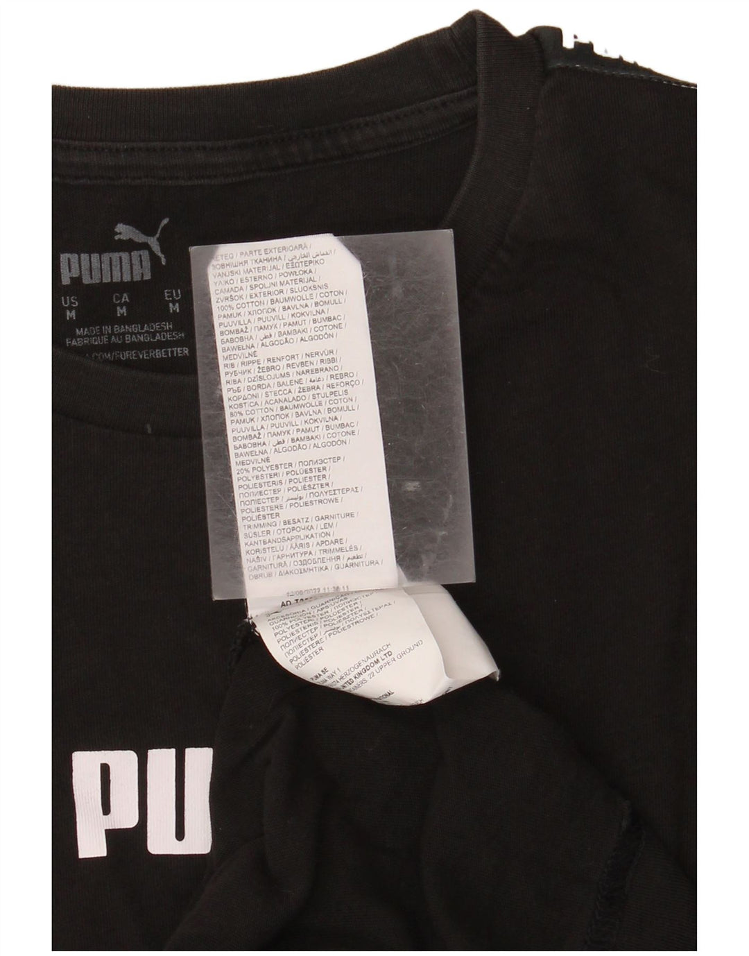 PUMA Mens Graphic T-Shirt Top Medium Black Cotton