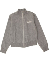 GUESS Womens Crop Tracksuit Top Jacket UK 10 Small Grey Cotton