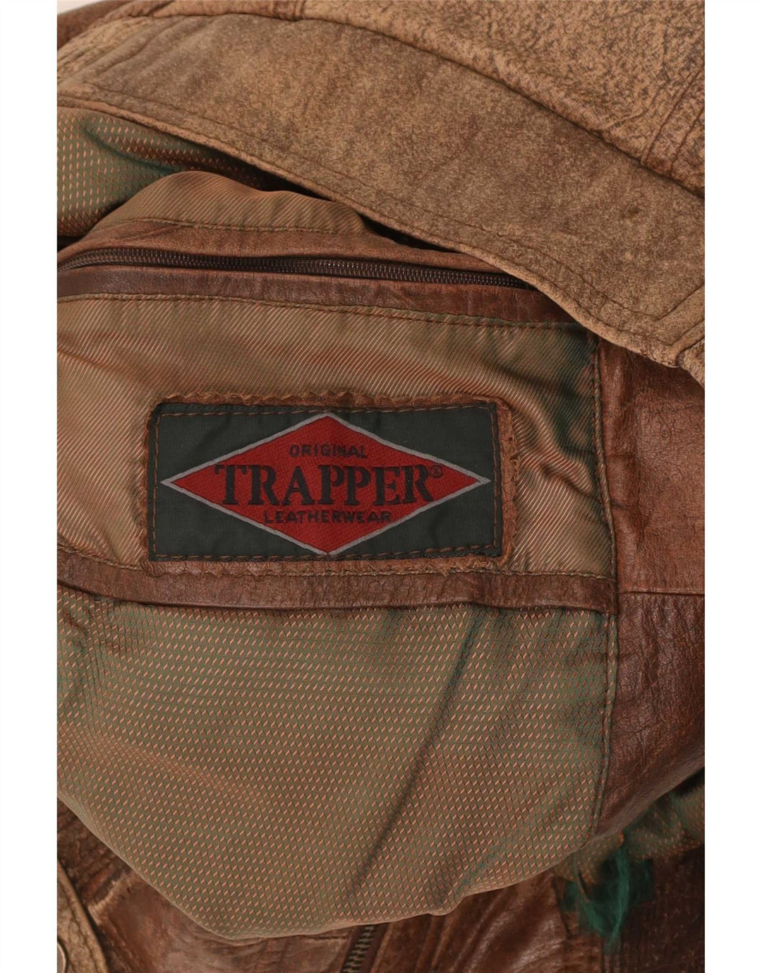 Trapper Mens Leather Jacket IT 46 Small Brown