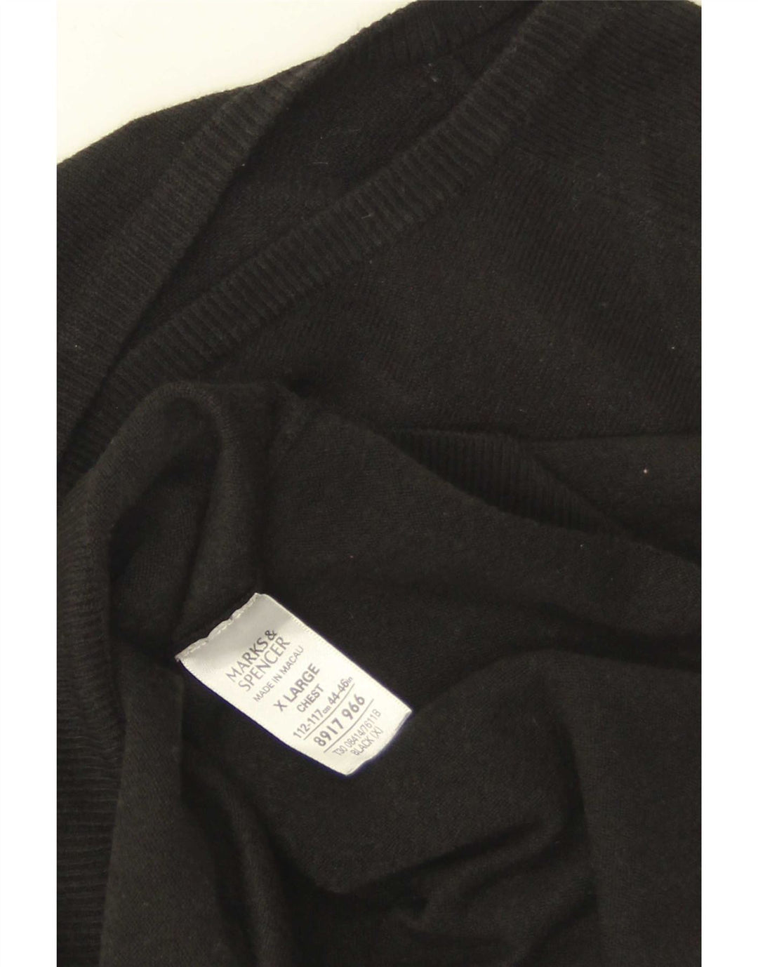 Marks & Spencer Mens V-Neck Jumper Sweater XL Black Acrylic