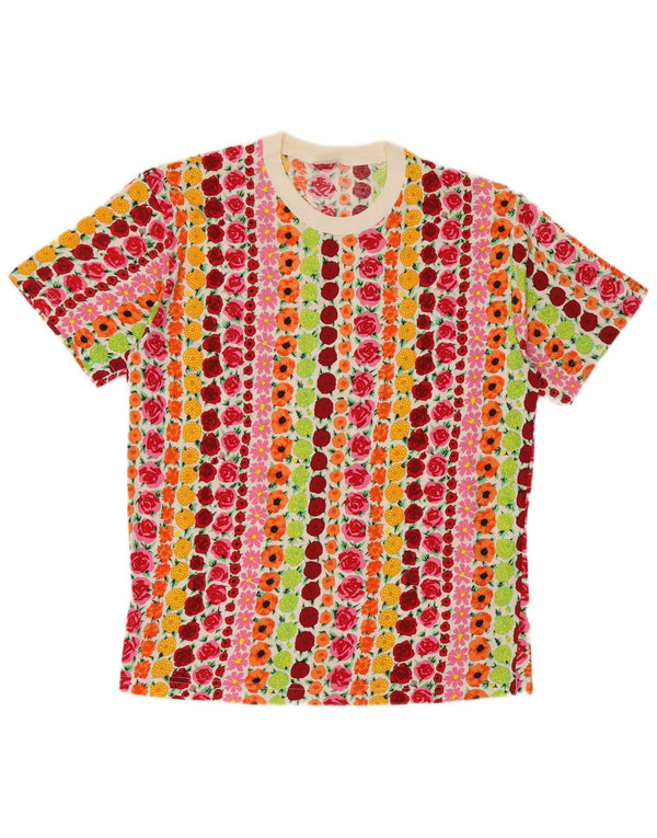 Benetton Womens T-Shirt Top UK 12 Medium Multicoloured Floral Cotton