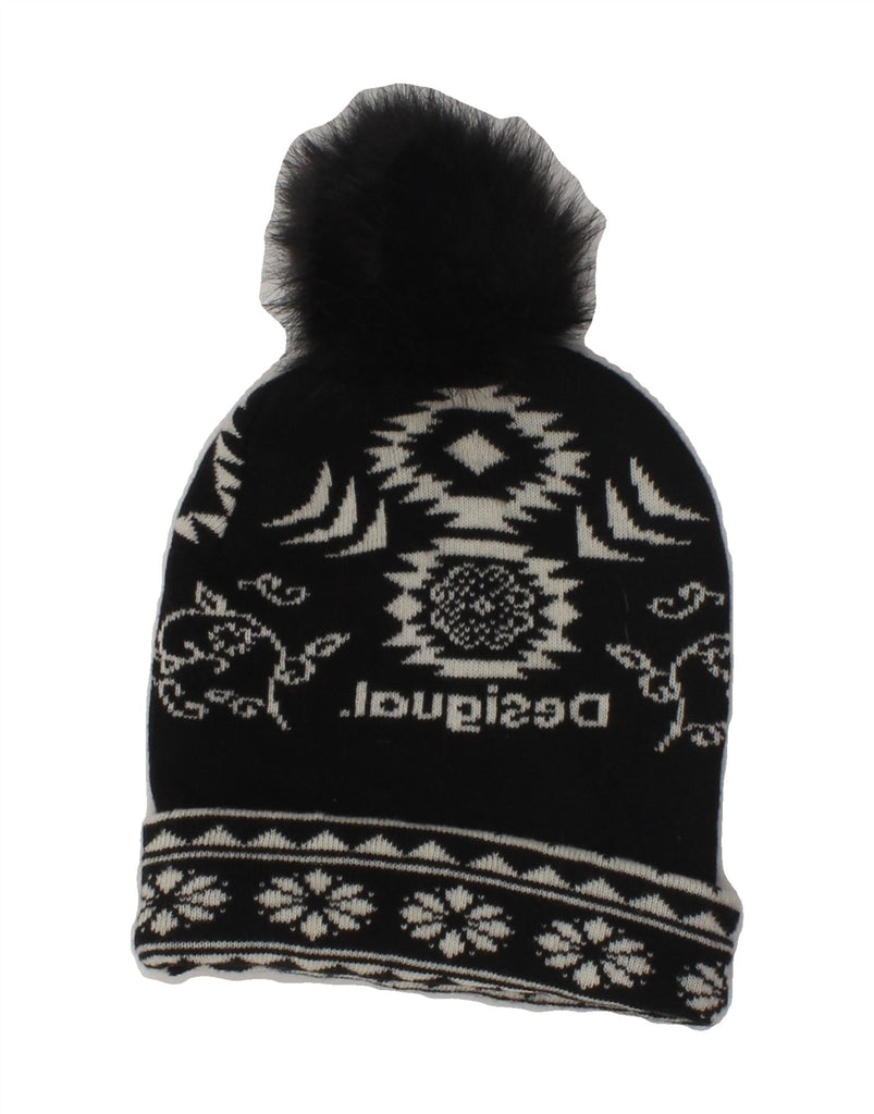 DESIGUAL Womens Bobble Hat One Size Black Fair Isle | Vintage Desigual | Thrift | Second-Hand Desigual | Used Clothing | Messina Hembry 