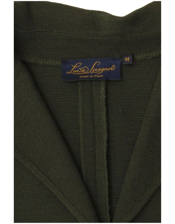 Luisa Spagnoli Womens Cardigan Sweater UK 14 Medium Khaki Virgin Wool