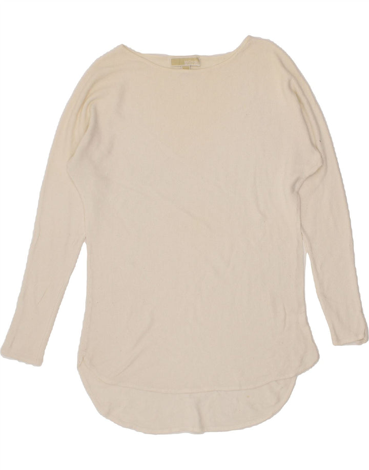 MICHAEL KORS Womens Long Sleeve Tunic Top UK 12 Medium Off White Vintage Michael Kors and Second-Hand Michael Kors from Messina Hembry 