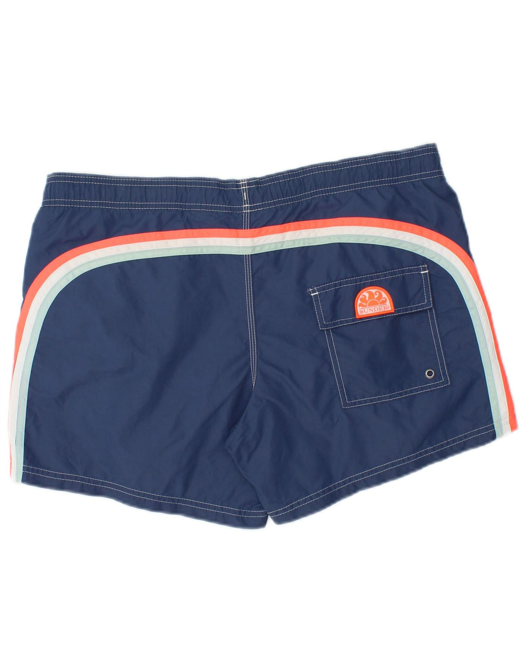 Sundek Mens Swimming Shorts Large Navy Blue Striped