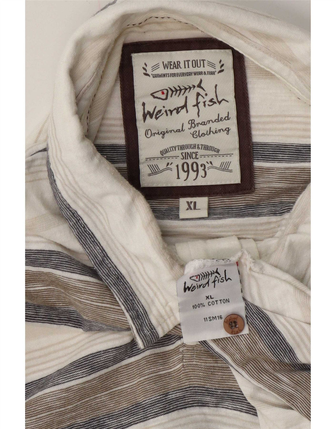 Weird Fish Mens Polo Shirt XL Multicoloured Striped Cotton