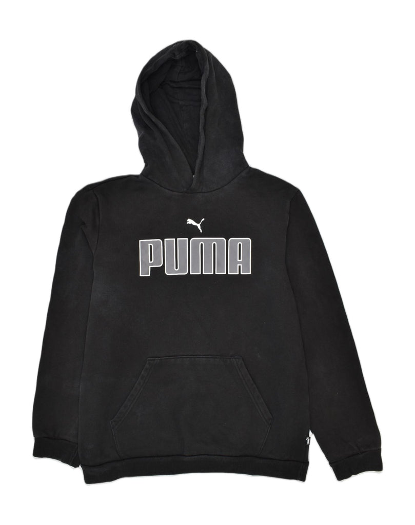 PUMA Boys Graphic Hoodie Jumper 15-16 Years XL Black Cotton | Vintage | Thrift | Second-Hand | Used Clothing | Messina Hembry 