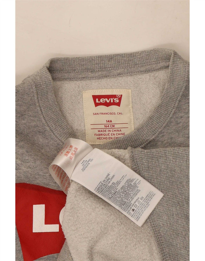 Levi's Boys Graphic Sweatshirt Jumper 13-14 Years Grey Flecked Cotton