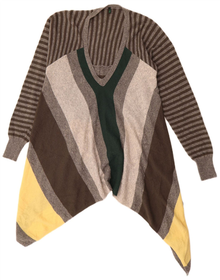 Benetton Womens V-Neck Jumper Sweater UK 10 Small Multicoloured Striped