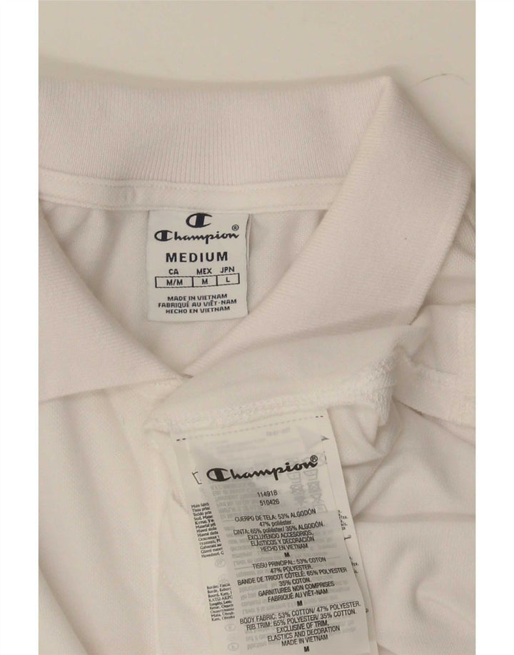 Champion Womens Polo Shirt UK 12 Medium White Cotton