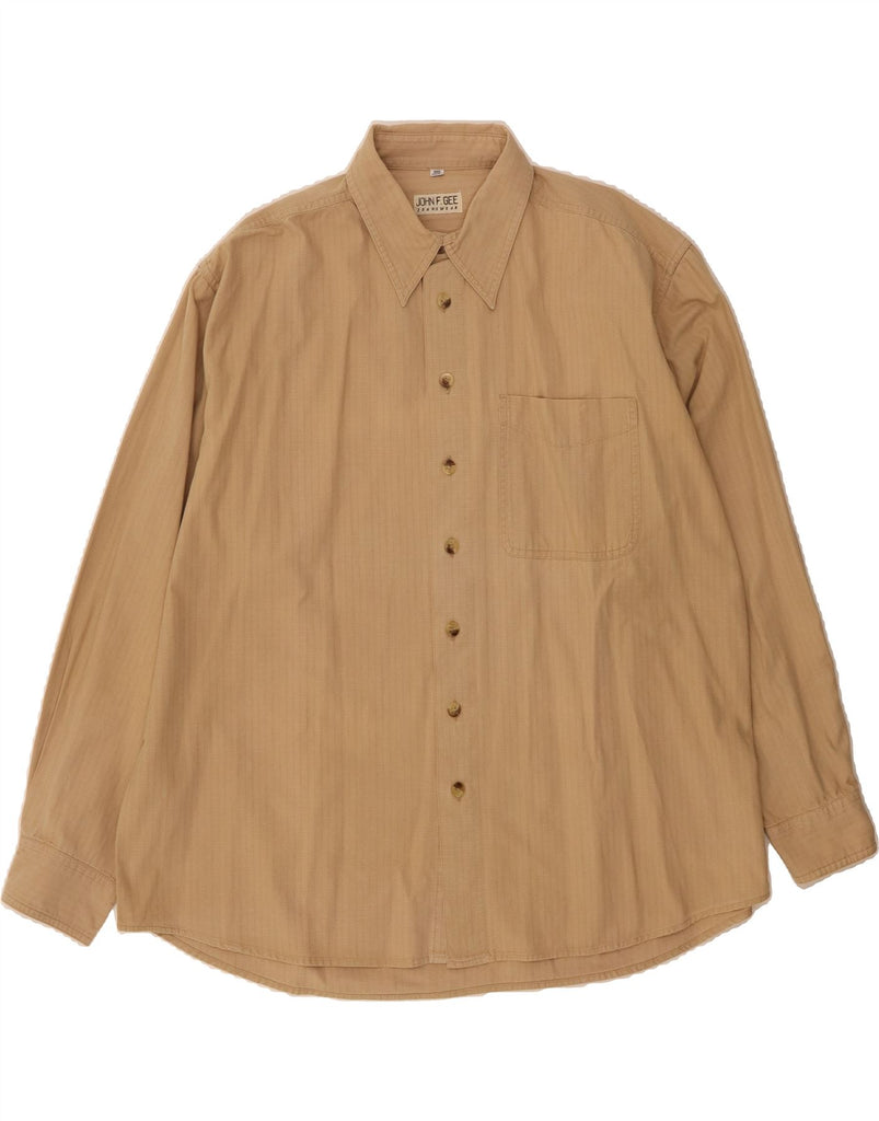 JOHN F GEE Mens Shirt Size 43/44 XL Beige Cotton Vintage John F Gee and Second-Hand John F Gee from Messina Hembry 