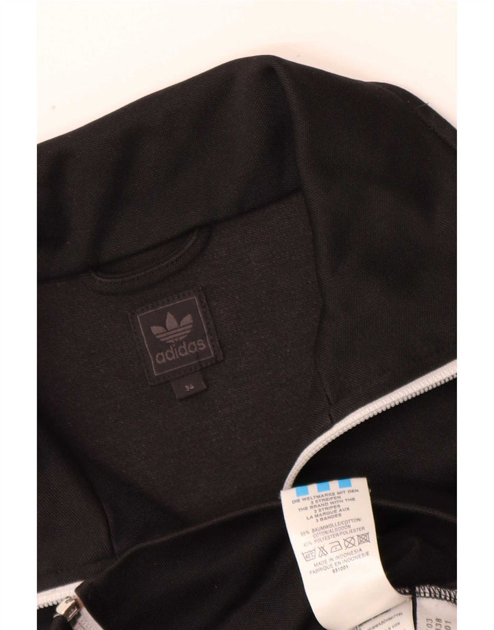 Adidas Womens Tracksuit Top Jacket EU 34 XS Black Cotton