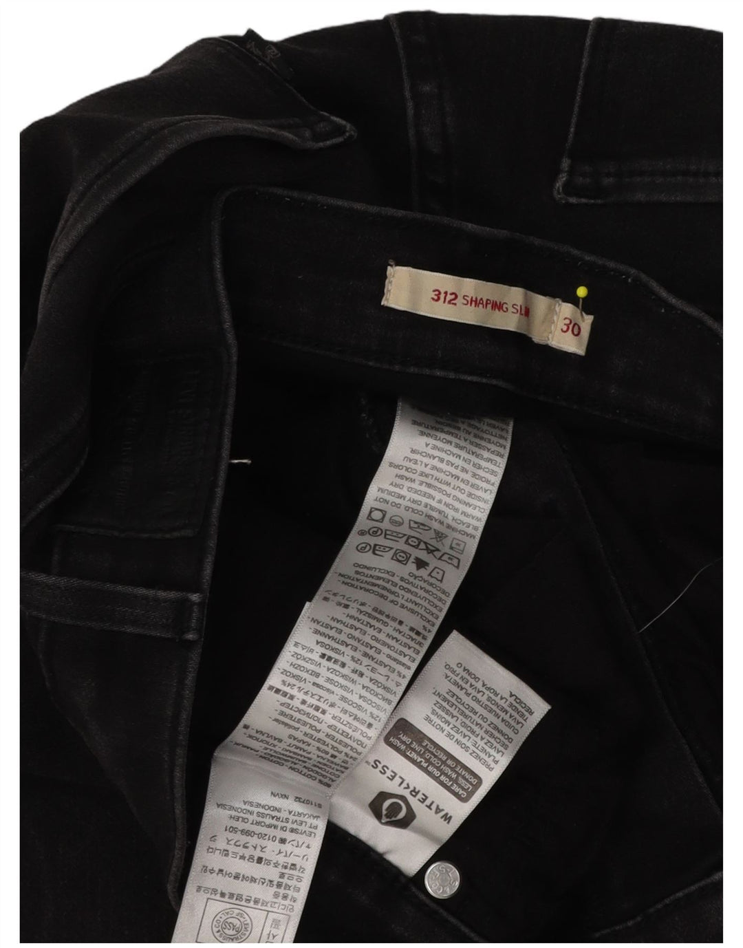 Levi's Womens 312 Shaping Slim Jeans W30 L28 Black Cotton
