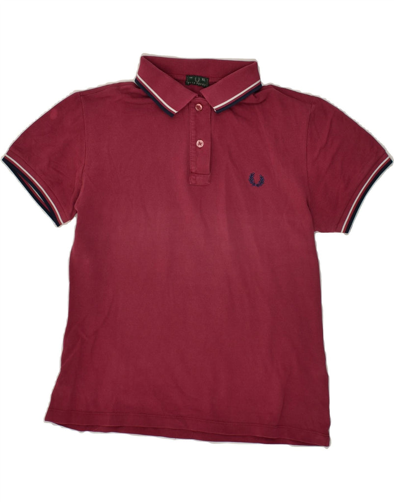 FRED PERRY Womens Polo Shirt UK 18 XL Burgundy | Vintage Fred Perry | Thrift | Second-Hand Fred Perry | Used Clothing | Messina Hembry 