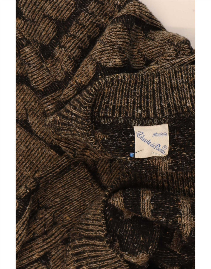 Claude De Pierre Mens Cardigan Sweater Large Brown Striped