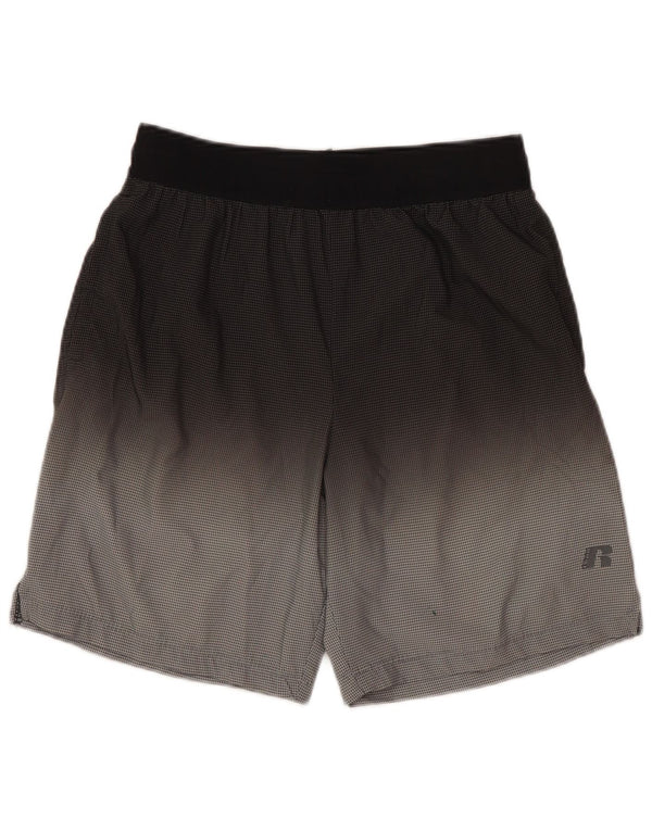 RUSSELL ATHLETIC Boys Sport Shorts 10-11 Years Large Grey Colourblock