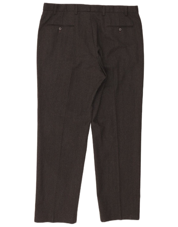 Marks & Spencer Mens Straight Suit Trousers W38 L31 Grey Cotton