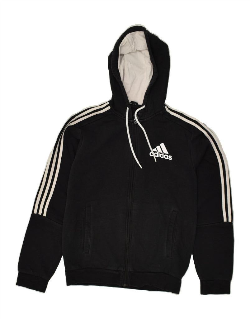 ADIDAS Mens Zip Hoodie Sweater Small Black Cotton | Vintage Adidas | Thrift | Second-Hand Adidas | Used Clothing | Messina Hembry 